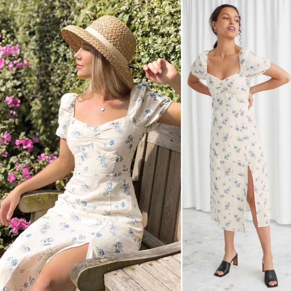 & Other Stories Linen like floral maxi dress - Picture 1 of 8